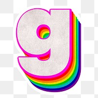 Png alphabet g 3d typeface rainbow pattern