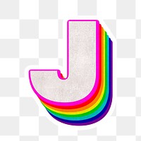 Png j font 3d rainbow typeface paper texture