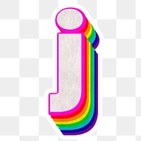 Png alphabet j 3d typeface rainbow pattern