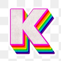 Png k font 3d rainbow typeface paper texture