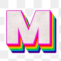 Png m font 3d rainbow typeface paper texture
