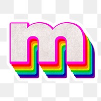 Png alphabet m 3d typeface rainbow pattern