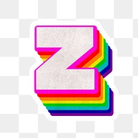 Png alphabet z 3d typeface rainbow pattern