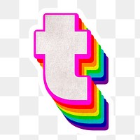 Png alphabet t 3d typeface rainbow pattern
