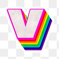 Png alphabet v 3d typeface rainbow pattern