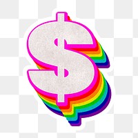 Png dollar sign rainbow 3d typography paper texture