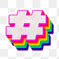 Png hashtag sign rainbow 3d typography paper texture