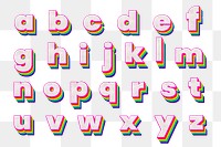 Layered A-Z alphabet png set lowercase letters rainbow font