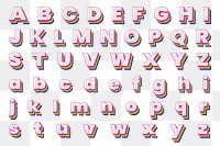 Layered A-Z alphabet png set rainbow font