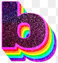 B letter layered rainbow glitter png sticker alphabet font