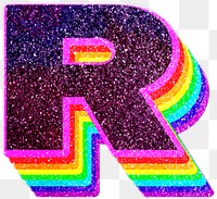 R letter layered rainbow glitter png sticker alphabet font