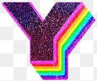 Y letter layered rainbow glitter png sticker alphabet font