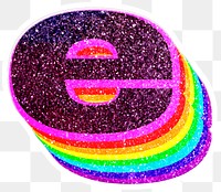 E letter layered rainbow glitter png sticker alphabet font