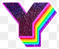 Y letter layered rainbow glitter png sticker alphabet font