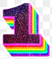 Png number 1 rainbow 3d font glitter texture