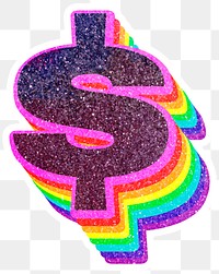 Png dollar symbol rainbow typography glitter texture