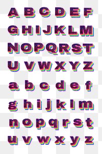 Layered rainbow glitter alphabet png set letter font gay pride