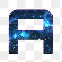 Png letter A galaxy effect typography blue font