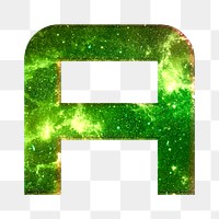 Psd letter A space effect typography green font