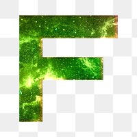 Png letter F space effect typography green font