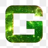 Png letter G galaxy effect typography green font