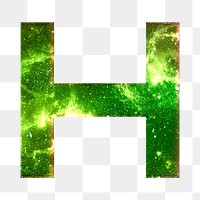 Png letter H galaxy effect typography green font