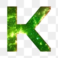 Png letter K galaxy effect typography green font