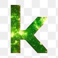 Png letter k galaxy effect typography green font