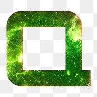 Png letter Q space effect typography green font