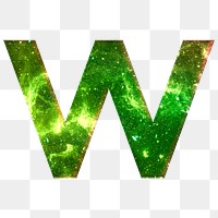 Png letter w space effect typography green font