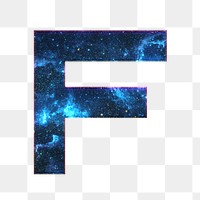 Png letter F galaxy effect typography blue font