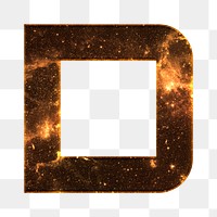 Png letter D galaxy effect typography brown font