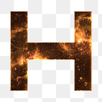 Png letter H galaxy effect typography brown font