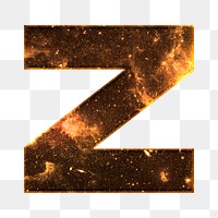 Png letter z galaxy effect typography brown font