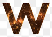 Png letter w galaxy effect typography brown font