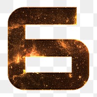 Png number 6 galaxy effect brown font