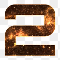 Png number 2 galaxy effect brown font