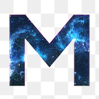 Png letter M galaxy effect typography blue font