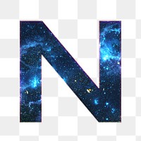 Png letter N galaxy effect typography blue font
