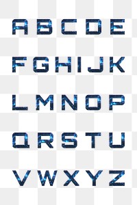 Png alphabet stellar typography transparent blue font