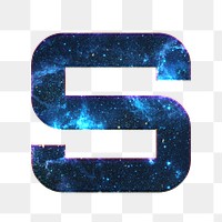 Png letter S galaxy effect typography blue font