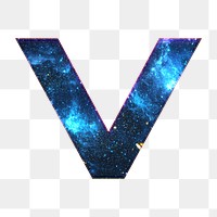 Png letter v space effect typography blue font