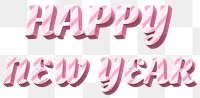 Png happy new year word pink striped font typography