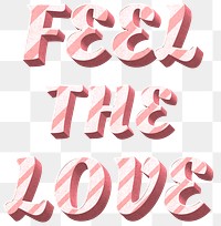 Png feel the love word candy cane typography