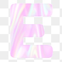 Pastel holographic alphabet letter E png sticker typography