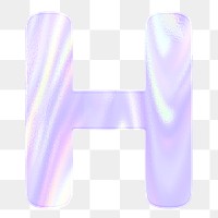 Holographic pastel letter H sticker png purple alphabet font typography