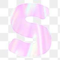 Letter S sticker png pink holographic typography