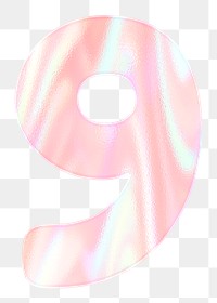 Pastel holographic number nine png numerical sticker