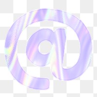 Shiny at sign sticker png holographic pastel purple