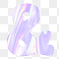 Holographic pastel ampersand sign png sticker purple symbol